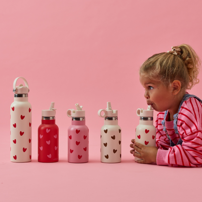 Gourde 350 ml - crème cœur rouge