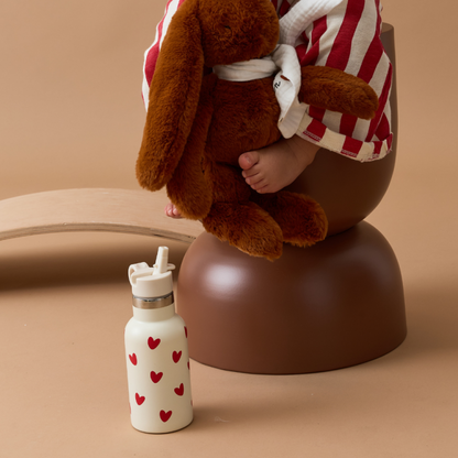 Gourde 350 ml - crème cœur rouge