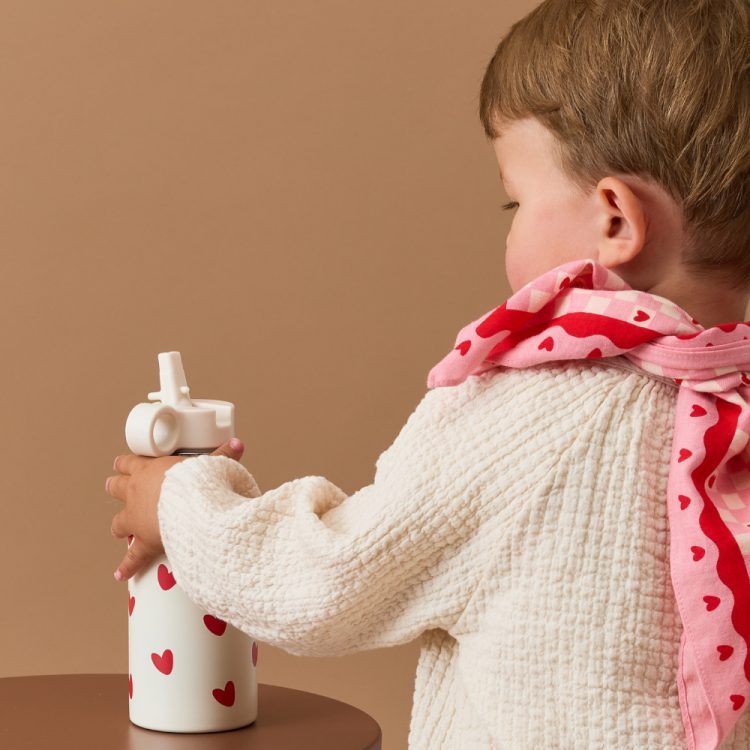 Gourde 350 ml - crème cœur rouge