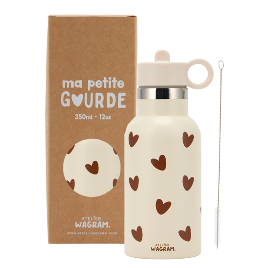 Gourde 350 ml - crème cœur marron
