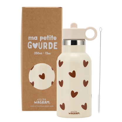 Gourde 350 ml - crème cœur marron