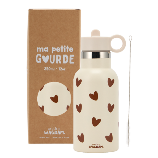 Gourde 350 ml - crème cœur marron