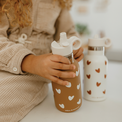 Gourde 350 ml - crème cœur marron