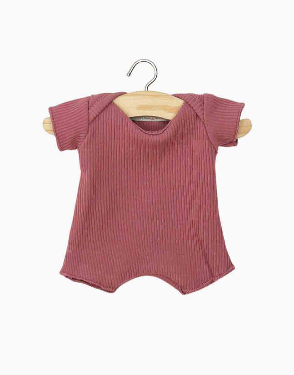 Babies – Body shorty en maille côtelée framboise