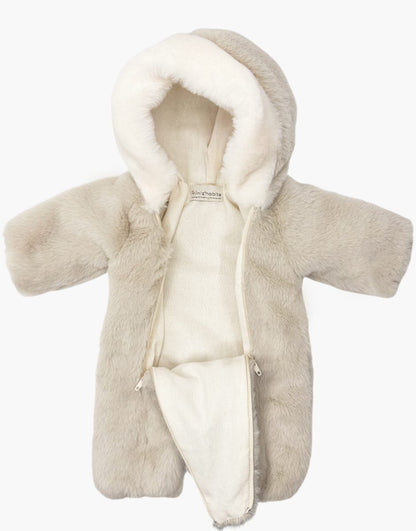 Bambinis – Combinaison de ski Carlota en fausse fourrure beige