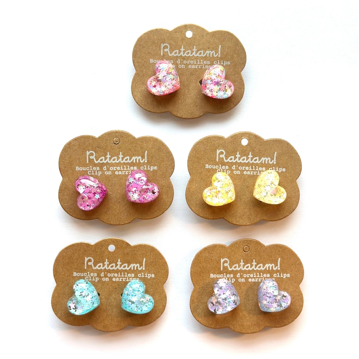 Paire de boucles d’oreille clip cœurs