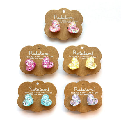 Paire de boucles d’oreille clip cœurs