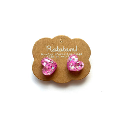 Paire de boucles d’oreille clip cœurs