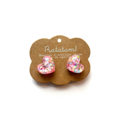 Paire de boucles d’oreille clip cœurs