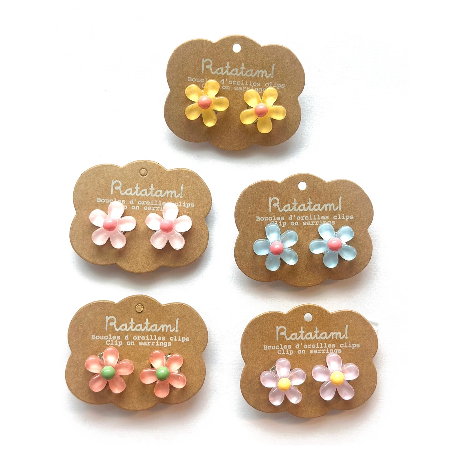 Paire de boucles d’oreille clip fleurs