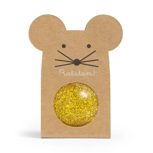 Balle rebondissante souris pailletée – Or