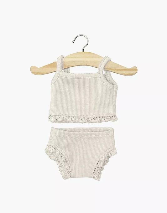 Les P’tits Basiques – Dessous fille en maille côtelée lin et sa dentelle - CG.14.382