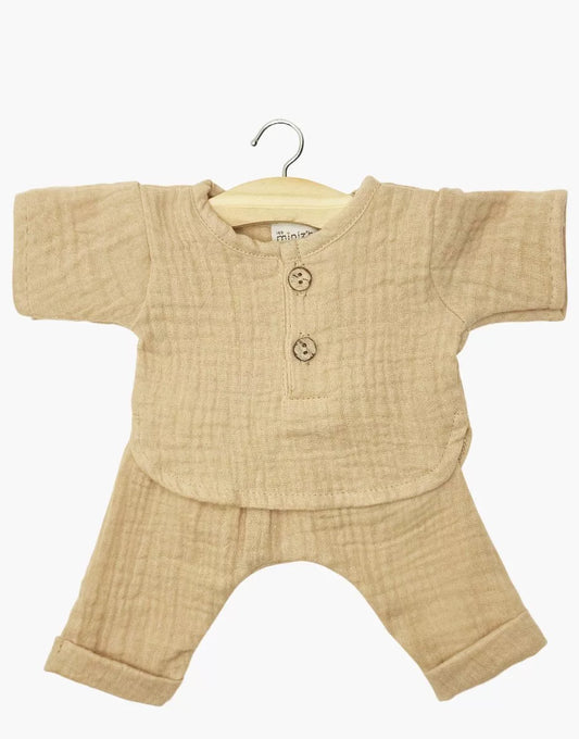 Ensemble Andrea manches longues en gaze de coton latte CG.17.405