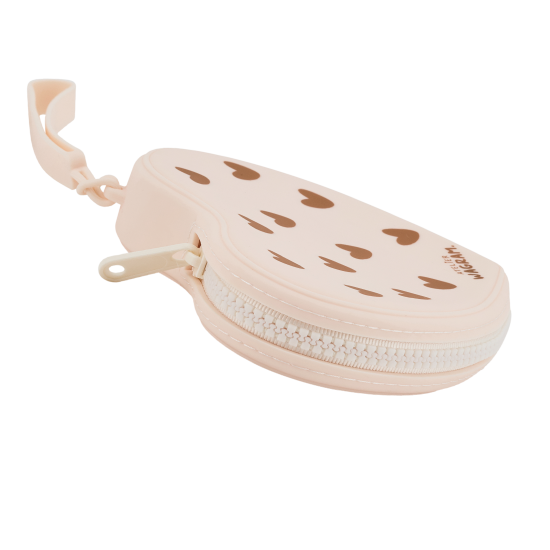 Pochette cœur en silicone - crème