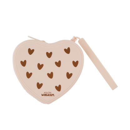 Pochette cœur en silicone - crème