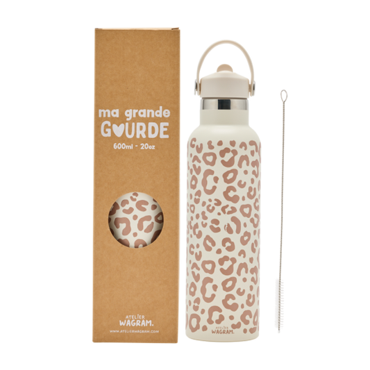 Gourde 600 ml - Léopard crème