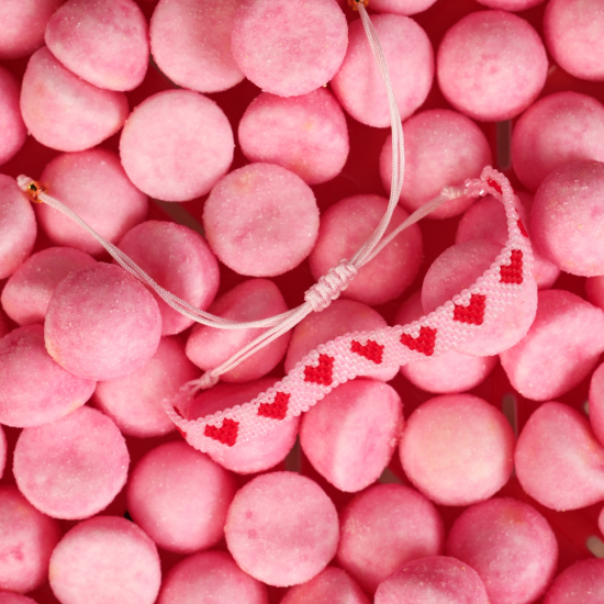 Bracelet perle - Rose/Rouge