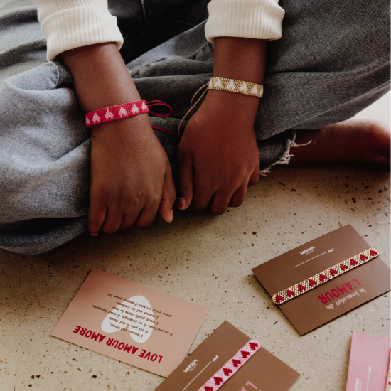 Bracelet perle - Rouge/Rose