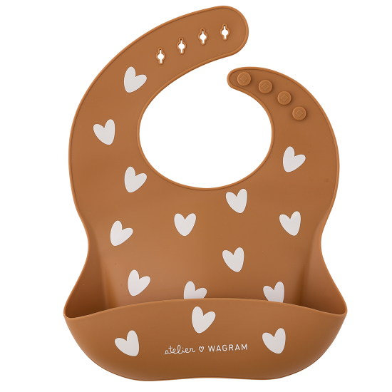 Bavoir silicone - Cœur Caramel