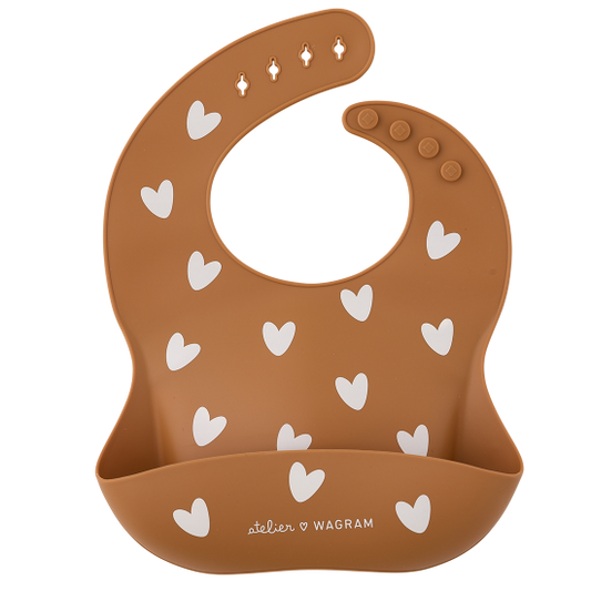 Bavoir silicone - Cœur Caramel
