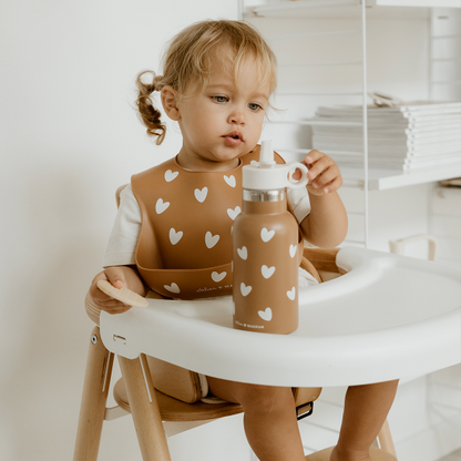 Bavoir silicone - Cœur Caramel