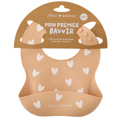 Bavoir silicone - Cœur Nougat