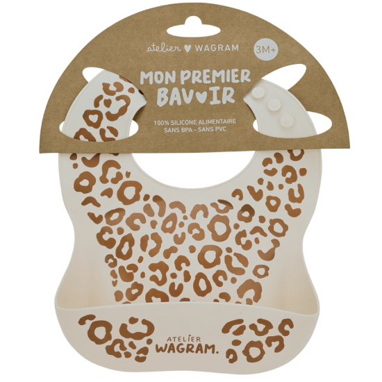 Bavoir silicone - Crème Léopard