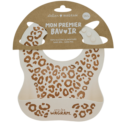 Bavoir silicone - Crème Léopard