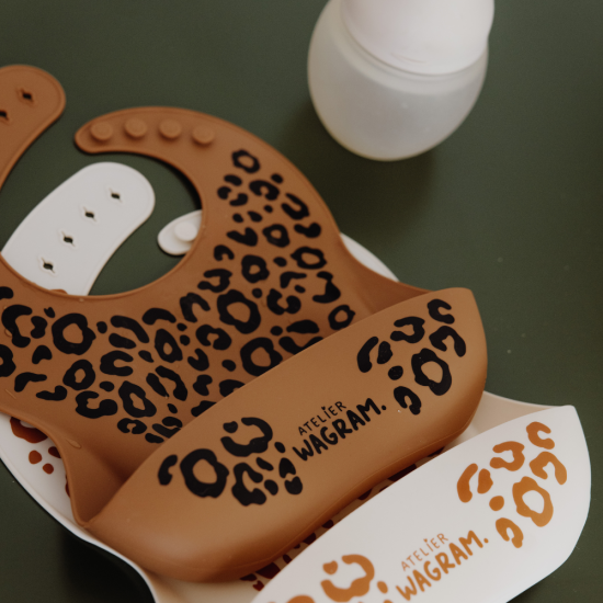 Bavoir silicone - Crème Léopard