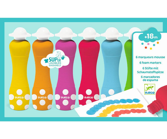 6 Marqueurs mousse de couleur
