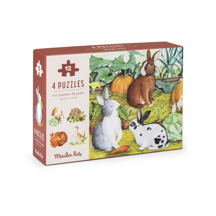 4 mini puzzles des animaux (4x12 pièces)