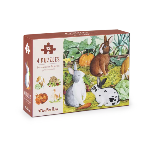 4 mini puzzles des animaux (4x12 pièces)