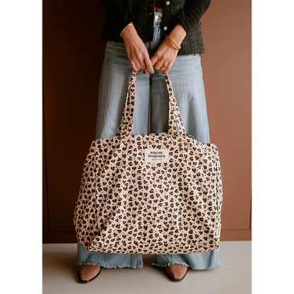 Sac Cabas XXL Léopard cœur Amour toujours