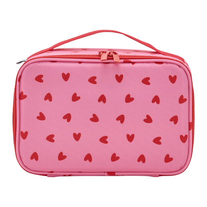 Lunch bag isotherme cœur rouge / fond rose