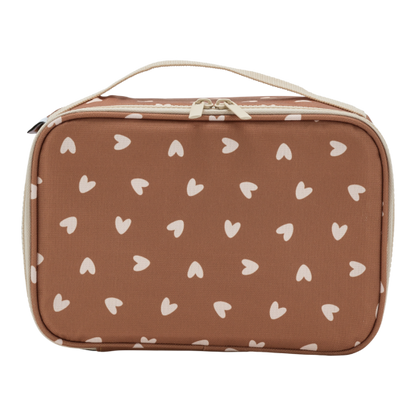 Lunch bag isotherme cœur beige / fond marron