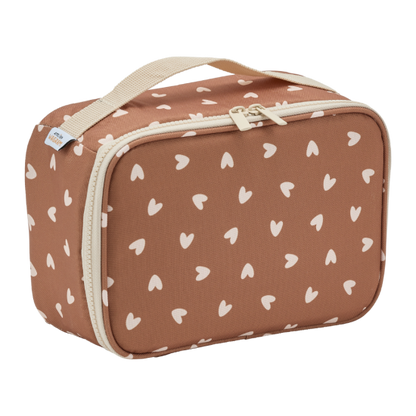 Lunch bag isotherme cœur beige / fond marron
