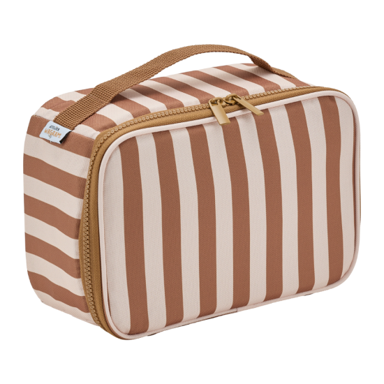 Lunch bag isotherme fond beige / rayure marron