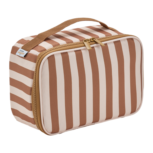 Lunch bag isotherme fond beige / rayure marron