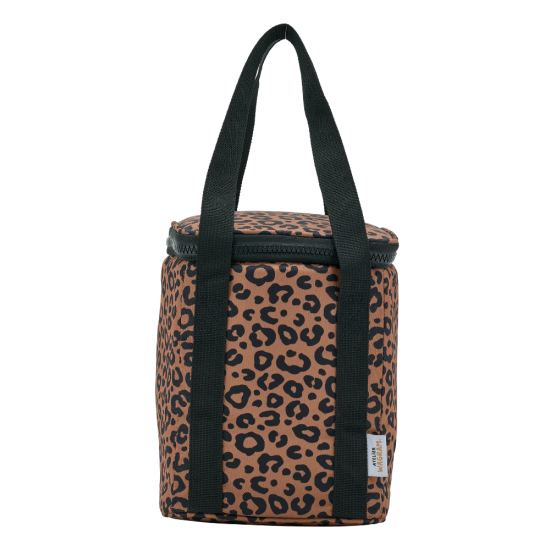 Sac bag isotherme léopard noir / fond marron