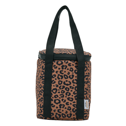 Sac bag isotherme léopard noir / fond marron