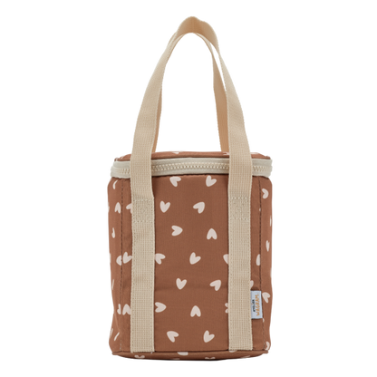 Sac bag isotherme cœur beige / fond marron