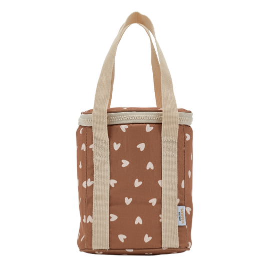Sac bag isotherme cœur beige / fond marron