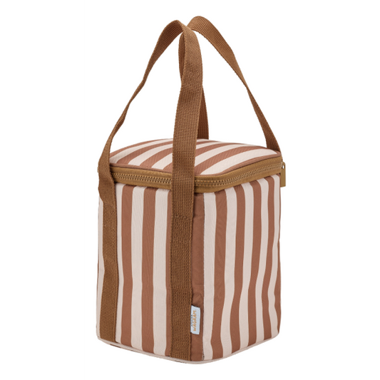 Sac bag isotherme fond beige / rayure marron