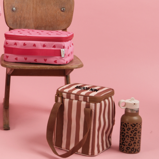 Sac bag isotherme fond beige / rayure marron