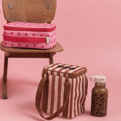 Sac bag isotherme fond beige / rayure marron