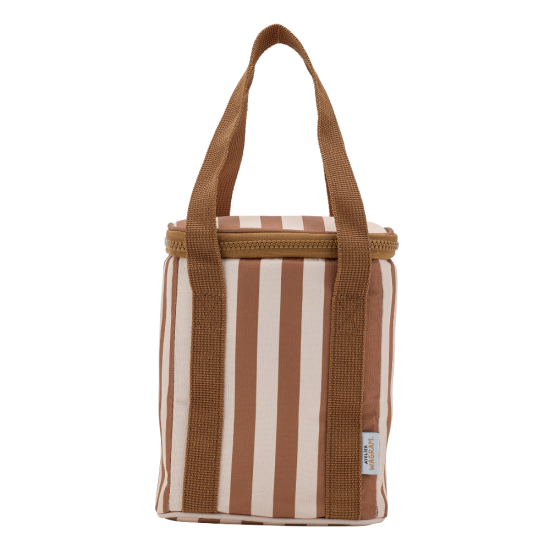 Sac bag isotherme fond beige / rayure marron