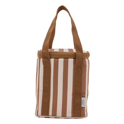 Sac bag isotherme fond beige / rayure marron