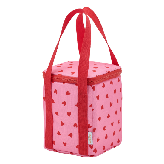 Sac bag isotherme cœur rouge / fond rose