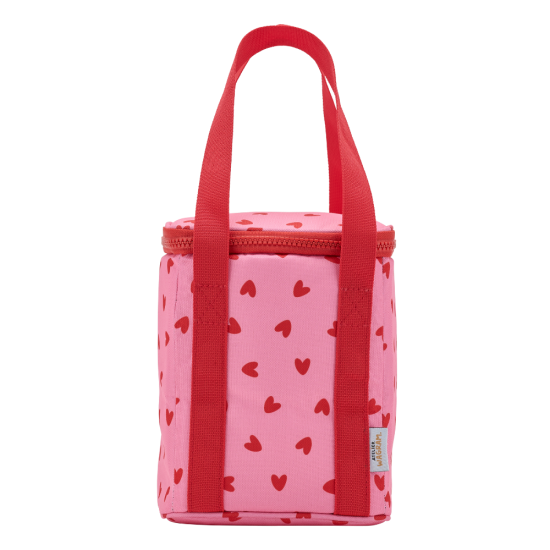 Sac bag isotherme cœur rouge / fond rose