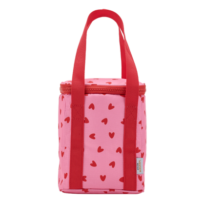 Sac bag isotherme cœur rouge / fond rose